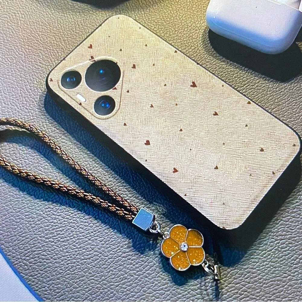 Stylish Gold and Black Phone Case with Strap